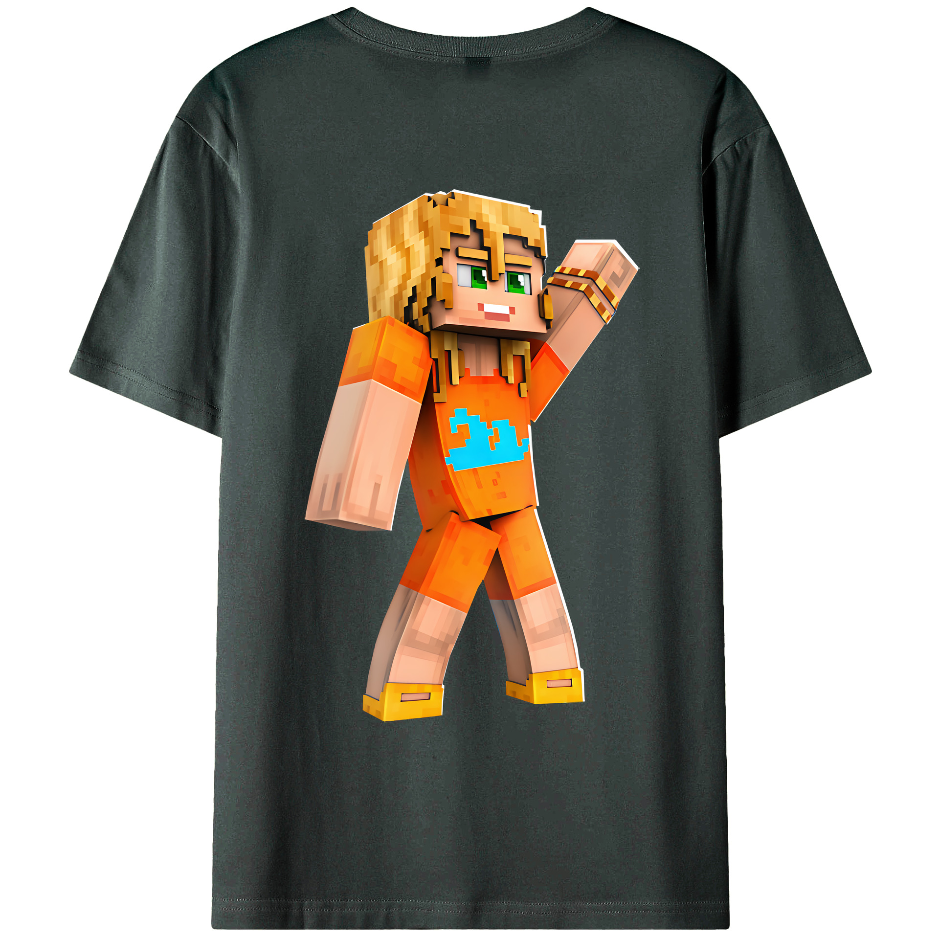 （画像用） マインクラフト ブロックの世界 Minecraft MC Block world 綿100％ メンズ半袖Tシャツ（バックプリント） 通気性